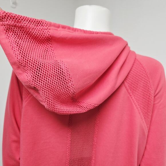 Kim Rogers Hoodie Sweatshirt Cardigan Size 2X Pink Mesh Insets Pockets Full Zip - Picture 7 of 10